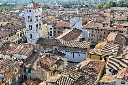 lucca, tuscany, old town, italy, roofs, europe, architecture