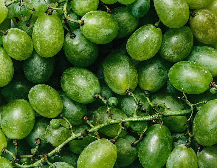 zaļa, vīnogas, augļi, pārtika, veselīgi