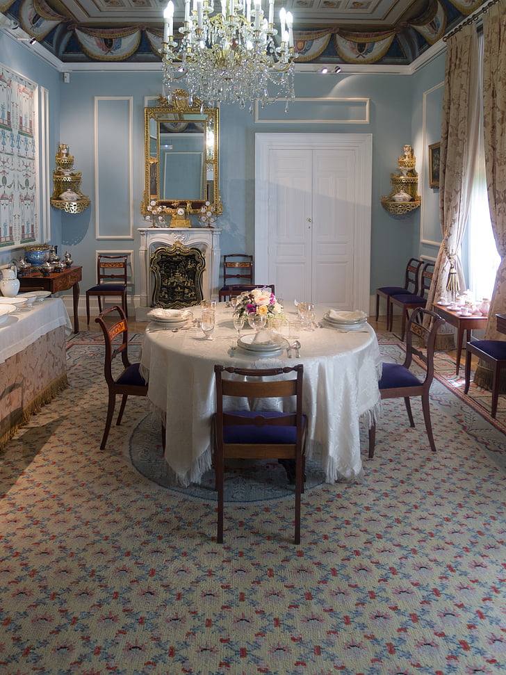 Ruang makan, romantis, lingkungan, Meja, cahaya, diterangi, dekorasi