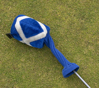 Golf, couvre-bâton, sautoir, bleu, blanc, symbole, pays