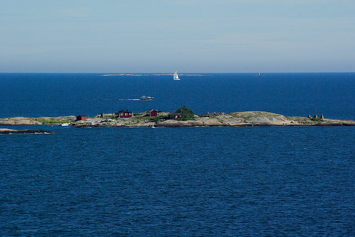 Somija, salas, Baltijas jūrā, jūra, krasta līnija, zila