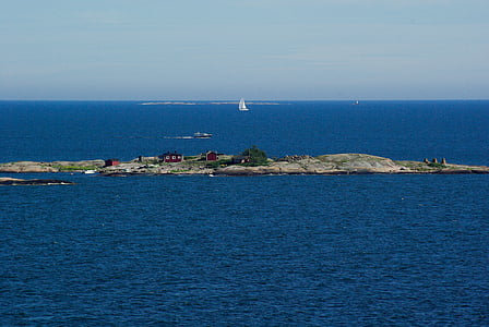 Somija, salas, Baltijas jūrā, jūra, krasta līnija, zila
