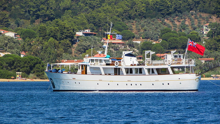 tengerjáró hajó, tenger, nyári, turizmus, Skiathos, Görögország
