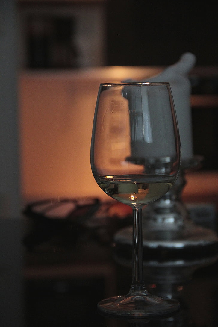 sklo, víno, večer, Fest, usporadúva, atmosféra, biele víno