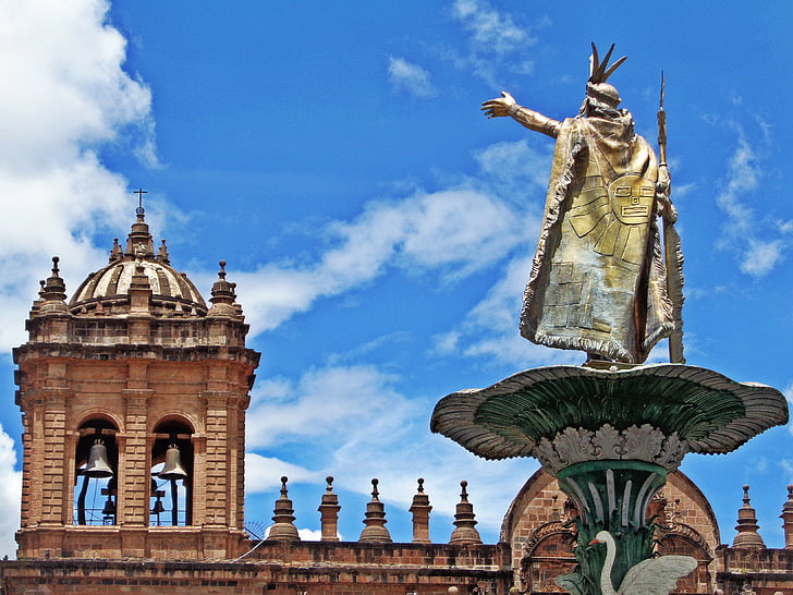 Cusco, Peru, arquitetura colonial, a estátua, arquitetura, lugar famoso, Europa