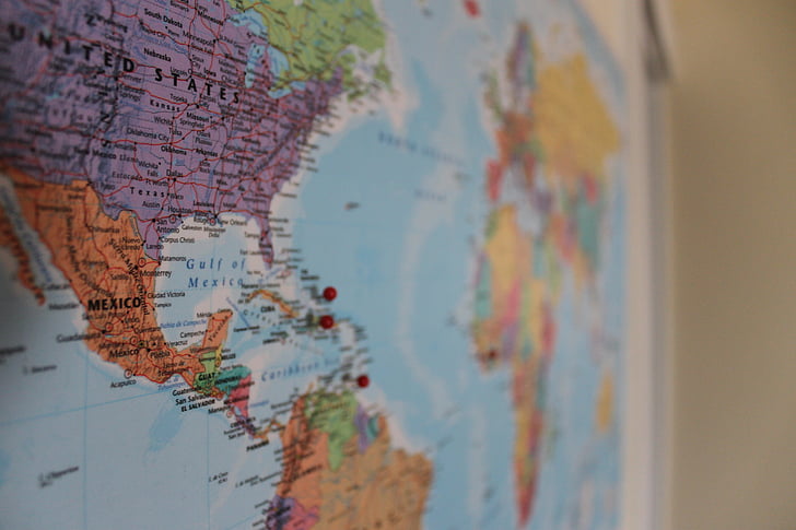 karta, världen, PIN-kod, resor, resa, globala, internationella