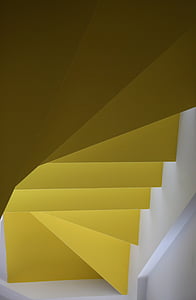 tangga, tangga, langkah-langkah, kuning, modern, loteng, arsitektur