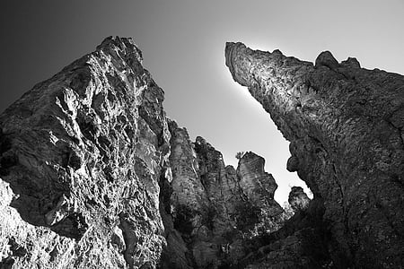 black-and-white, geology, high, landscape, low angle shot, monochrome, mountain