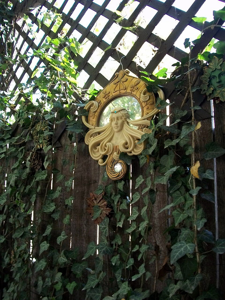 Záhrada, Ivy, zrkadlo, Bohyňa, dekorácie, vinič, Príroda