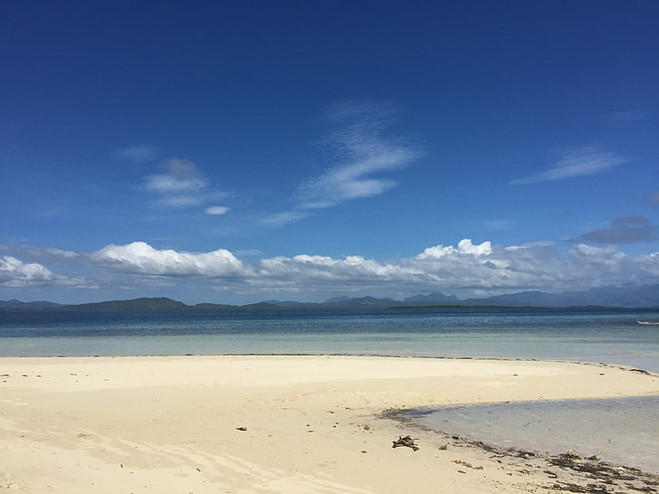peščena plaža, Palawan, tropskih, Beach, otok, modra, nebo