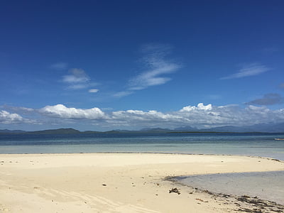 písečná pláž, Palawan, Tropical, pláž, ostrov, modrá, obloha