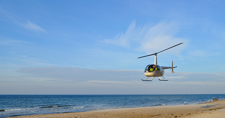helicopter, beach, baltic sea