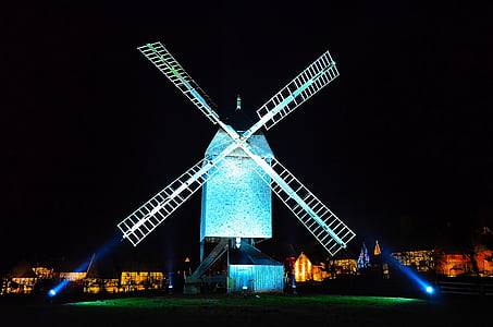 Windmill, belysning, historiskt sett, atmosfär, humör, korsvirkeshus byn dubai, Dubai museum advent