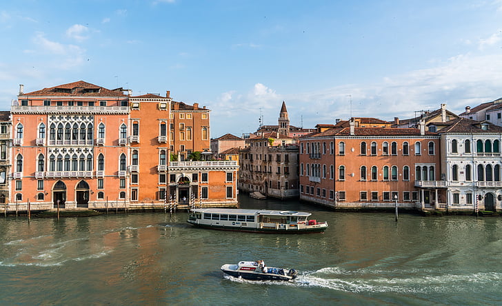 Wenecja, Włochy, odkryty, sceniczny, Architektura, łodzie, Grand canal