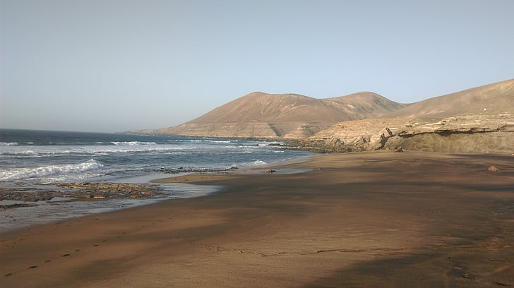 Fuerteventura, Insulele Canare, plajă, un pustiu, Munţii, peisajul sălbatic