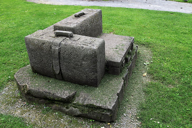 equipaje, piedra, escultura, escultura de piedra, talla de la roca, figura de piedra, Parque