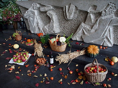 Thanksgiving, Altarbild, Essen, Obst, Gemüse, Getreide, Gewürze