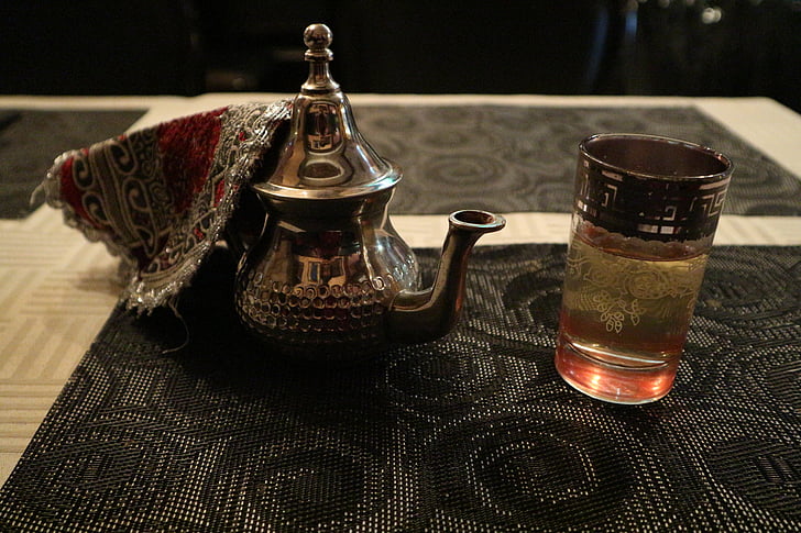 thee, Marokkaanse, pot, glas