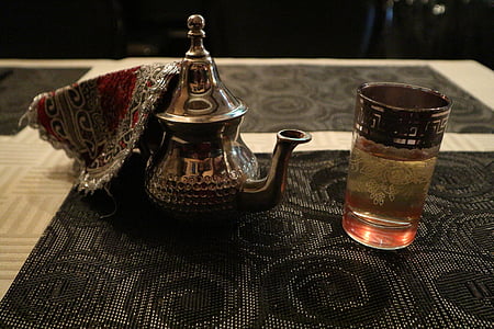 té, marroquí, bote, vidrio