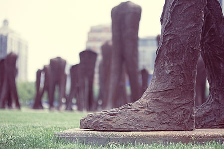 Agora, bàn chân, bức tượng, chân lớn, sắt, tác phẩm điêu khắc, màu nâu