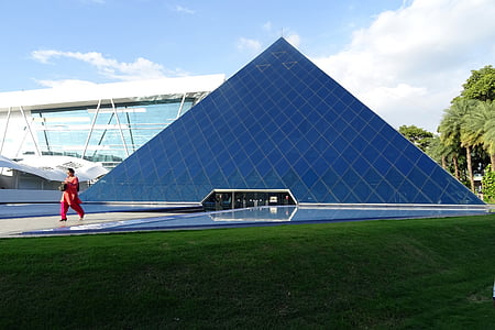 budynek, Architektura, Piramida, nowoczesne, korporacyjne, współczesny, Biuro