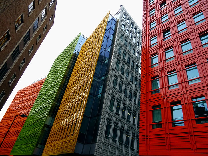 Apartamento, arquitectura, edificios, negocios, ciudad, paisaje urbano, colorido