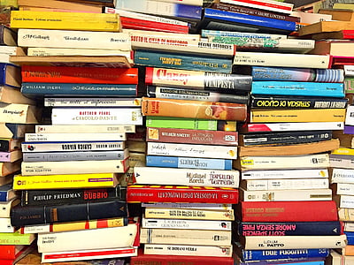 böcker, boken stack, stacken, litteratur, ryggrad, Läs, studera