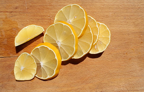 лимон, филия, жълто, плодове, цитрусови плодове, пресни, сочен