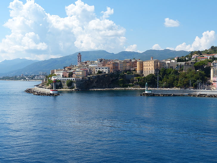 Córsega, Bastia, cidade velha, Ilha, França, mar, azul