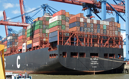 container ship, trade in goods, container handling