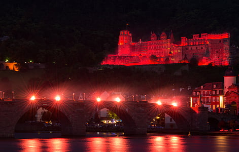 Schloss-Beleuchtung, Schloss, Gebäude, Beleuchtung, Nacht, Festung, Feuerwerk