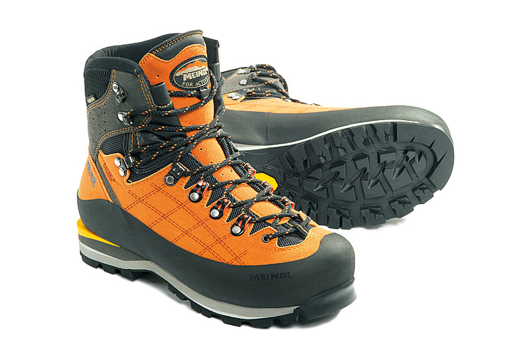 shoe, mountain shoe, hiking shoes, sport, hiking, orange, grey