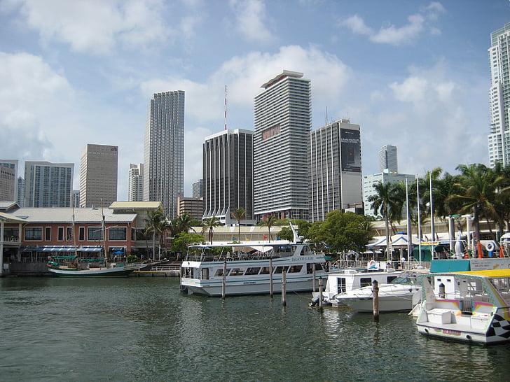 ZDA, Miami, Skyline, pristanišča, morje, počitnice, Outlook