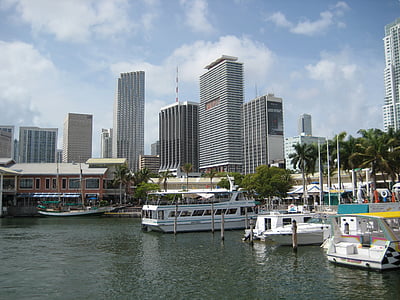 é.-u., Miami, Skyline, port, mer, vacances, Outlook