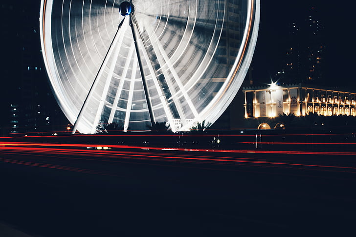 Ferris, kolečko, zábavní, parku, Architektura, infrastruktura, Ruské kolo