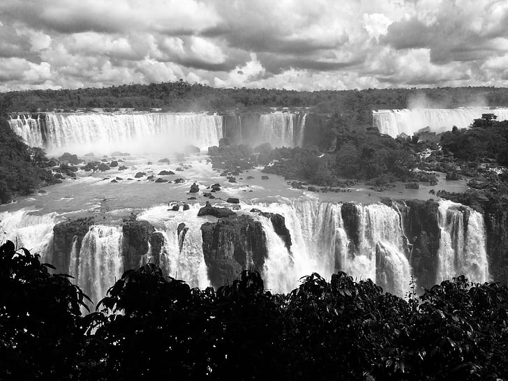 cascata, acqua, caduta, fiume, selvaggio, all'aperto, Iguassu