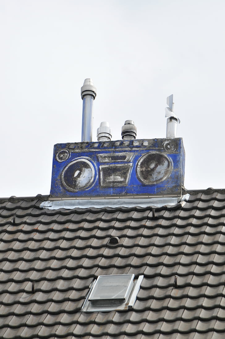 pouliční umění, graffiti, střecha domu, Düsseldorf, umění