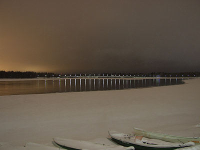 Finlanda, cer, nori, Podul, arhitectura, apus de soare, noapte