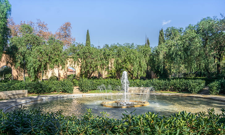 фонтан, парк, природата, архитектура, Открит, Барселона, Испания