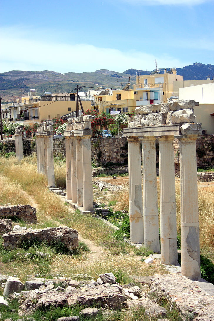 kolom, Yunani, kuno, reruntuhan, Yunani, arsitektur, lama