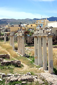 列, 希腊, 古代, 废墟, 希腊语, 建筑, 老