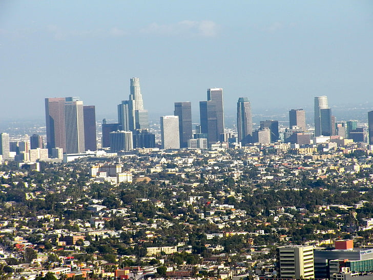 Los angeles, grad, Kalifornija, linija horizonta, Gradski pejzaž, urbane, u centru grada
