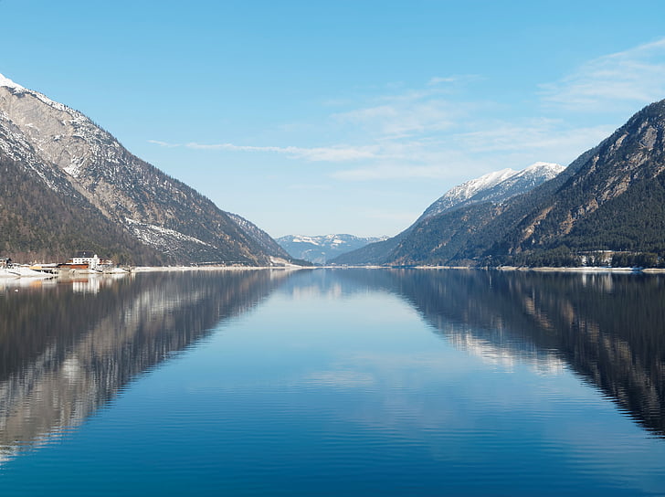 Jezioro, Achensee, Austria, Tyrol, góry, wody, Alpy