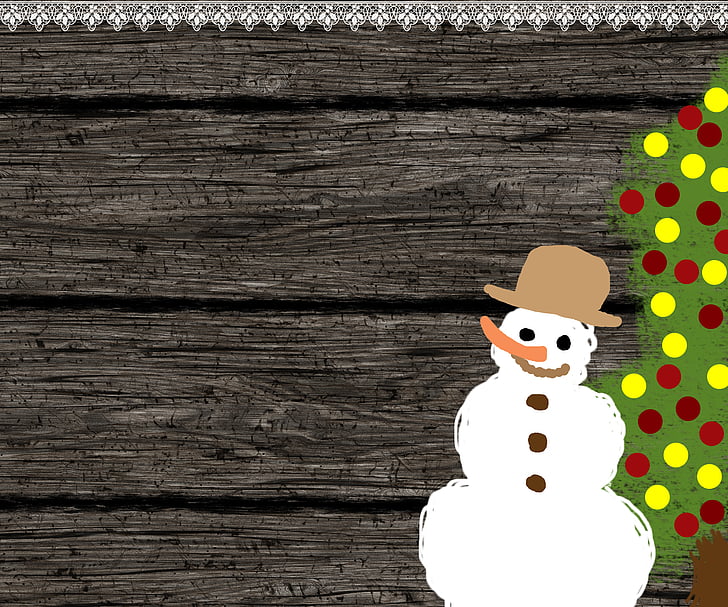 nền tảng, gỗ, người đàn ông tuyết, cây Giáng sinh