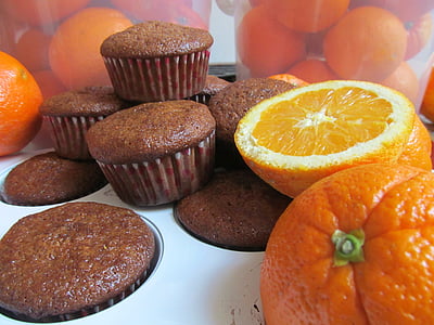 Muffin, plik cookie, ciasto, tort pomarańczowy, pomarańczowy, deser