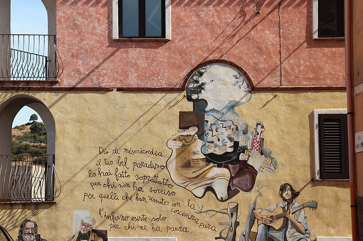 Sardinija, orgosolo, zidne slike, Italija