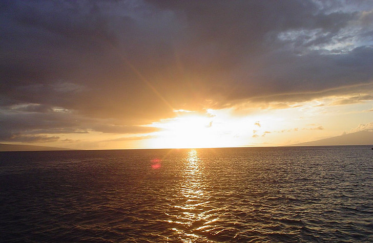 Hawaii, posta de sol, Kauai, tropical, oceà, paradís