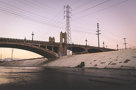 brown, concrete, bridge, gray, sky, angel, river