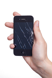 prikaz, jabolko, iPhone, poškodbe, oglas, smartphone, črna