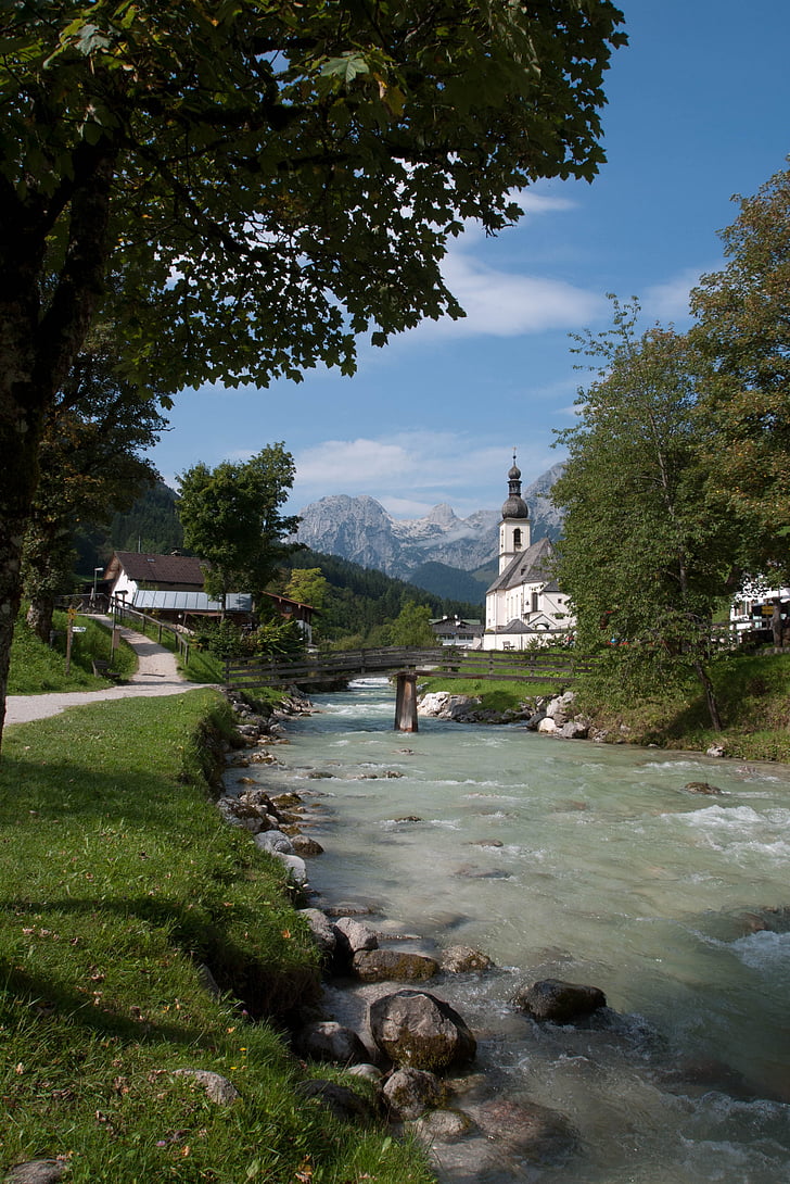 Ramsau w berchtesgaden, alpejska, Latem, Alpy Berchtesgadeńskie, Górna Bawaria